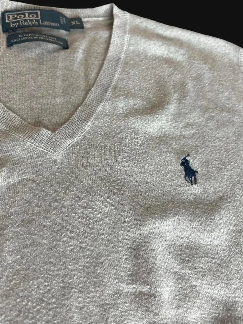 Ralph Lauren Men’s Heathered Gray V-Neck Sweater Vest 100% Pima Cotton